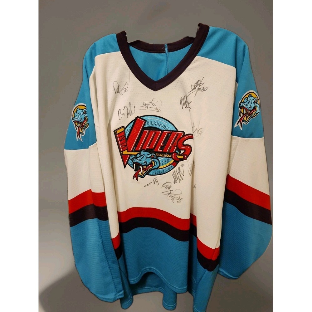 Detroit Vipers Jersey  Clean White Vintage Bauer 90s  2xl Hockey W/Autographs